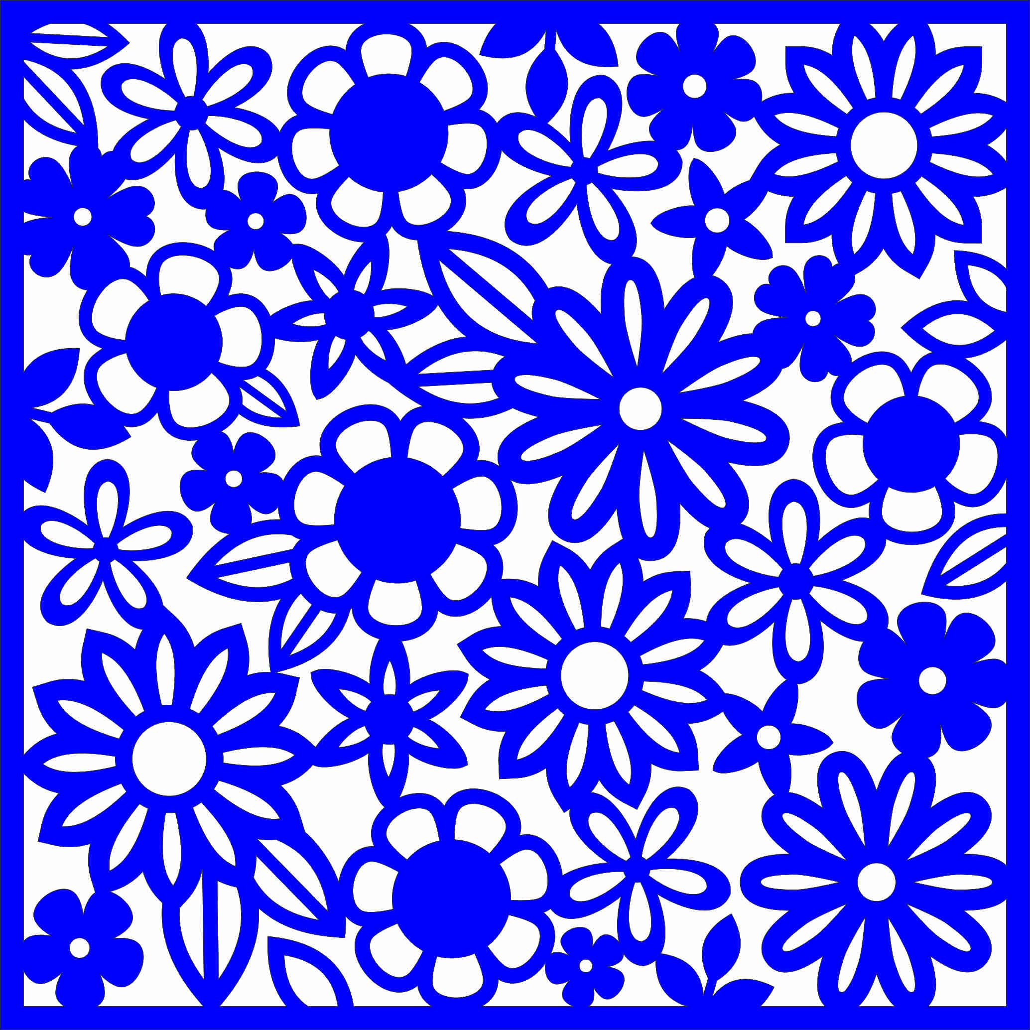 Panel Floral decoration and ornament in laser or cnc router vector dxf