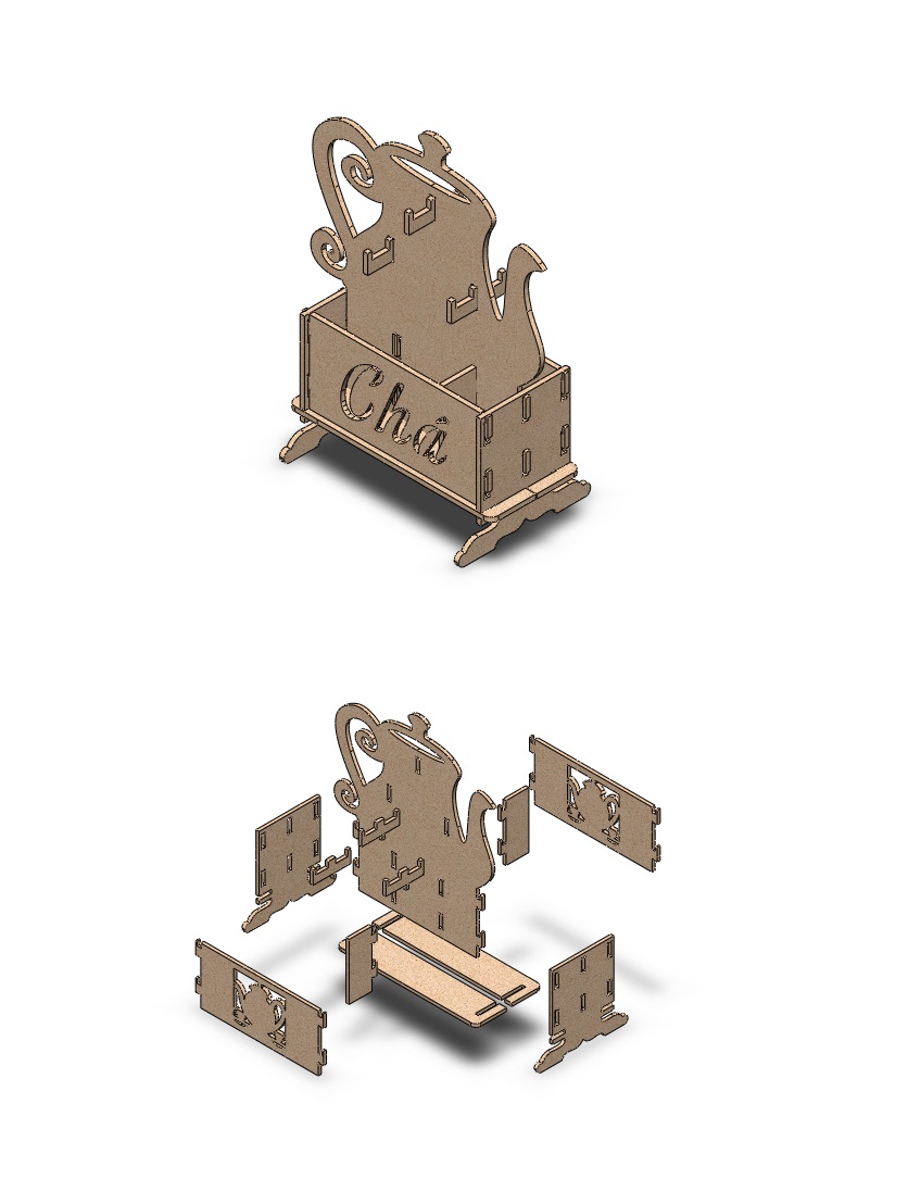 Tea or coffee holder for cutting in cnc vectors