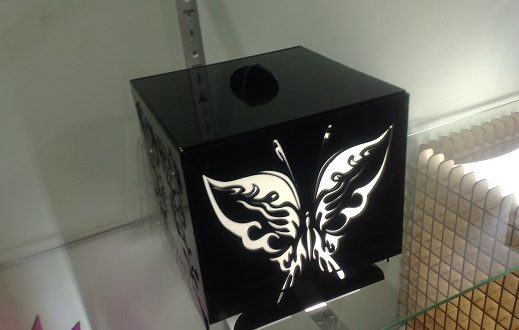 Box decorated with internal lighting