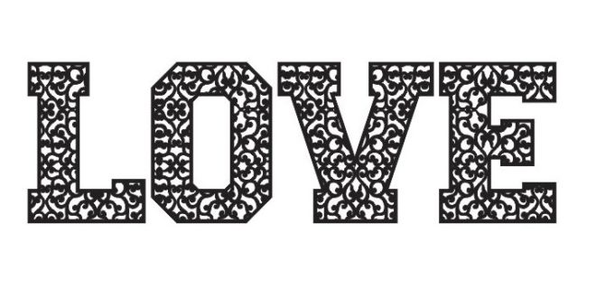 Vector word love in arabesque