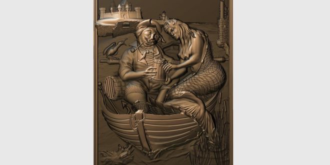 Panel of fisherman with mermaid 301