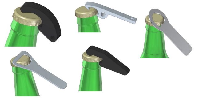 Kit with 5 models of bottle openers