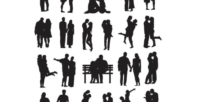 Silhouette of couple in love wedding