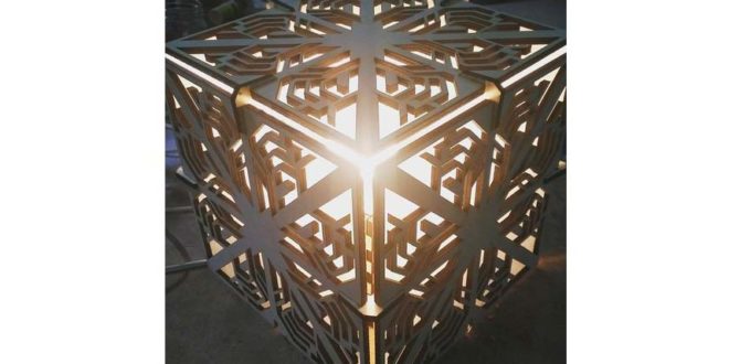 Cube with 6mm wood plate for lighting decoration