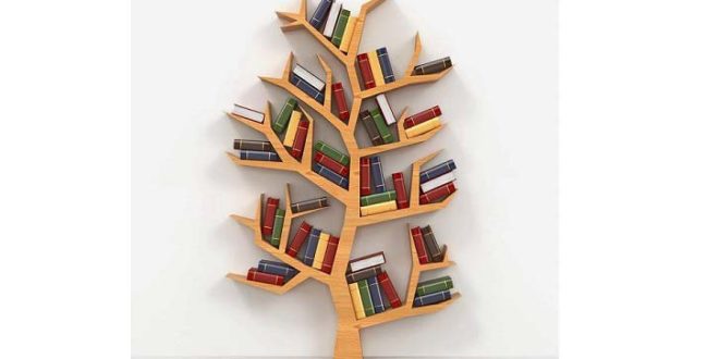 Wall shelf in tree format with several cut plates