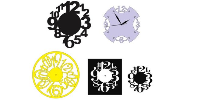 Various wall clocks for cnc machine cutting &#8211; DXF CDR Files