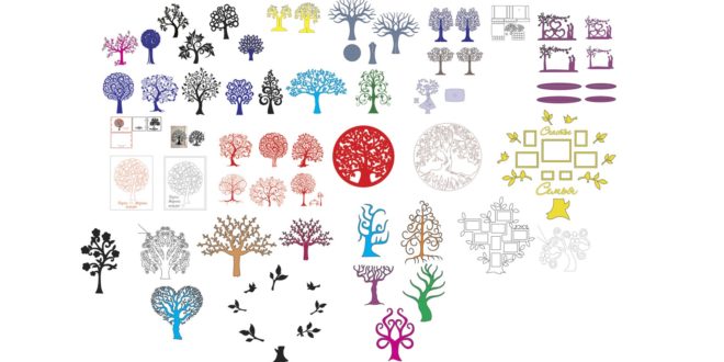 Super DXF and CDR package with various models of trees for laser cutting vinyl mdf acrylic paper tissue