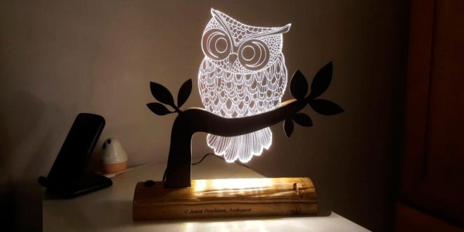 3D illusion file for owl acrylic laser engraving DXF CDR vector