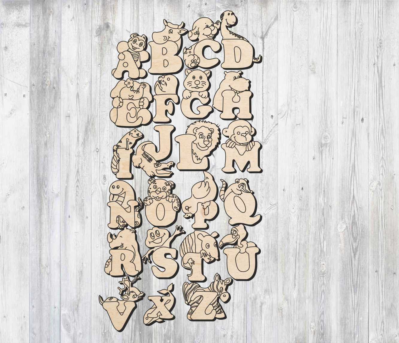 Letters A-Z Monogram Digital Vector Download Laser Cnc Cut svg dxf pdf eps cdr files wall sticker engraving decal silhouette template router
