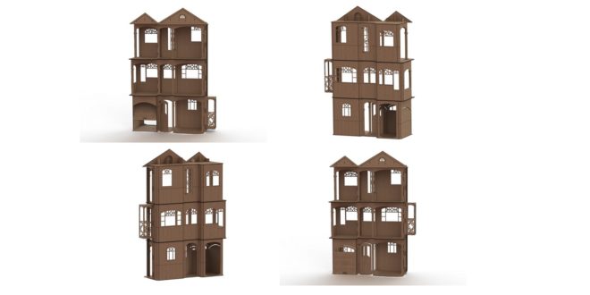 Barbie&#8217;s house dxf cdr file for laser cutting and engraving