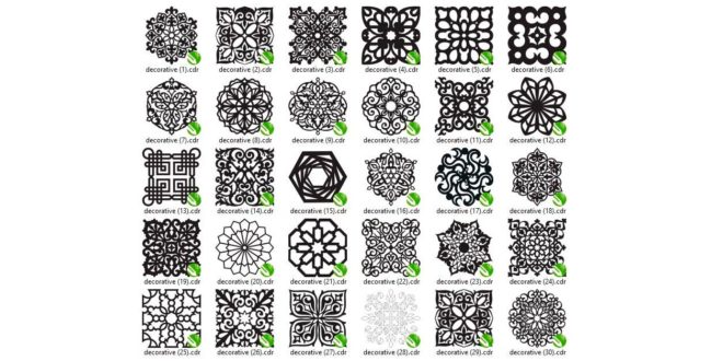 Kit 30 cdr and dxf square round decorative vector templates