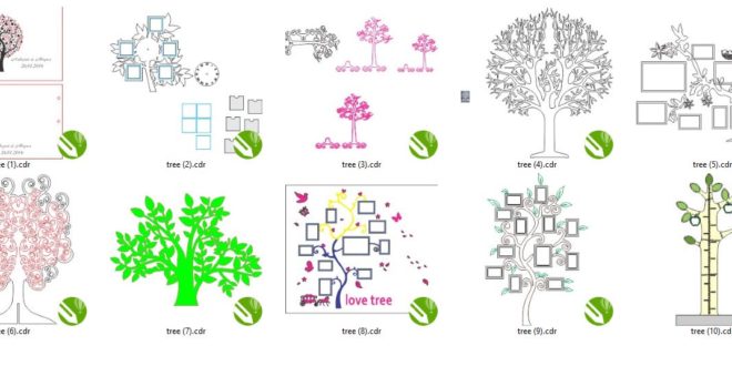 10 cdr format tree vectors for corel draw laser cutting and engraving (.CDR only)