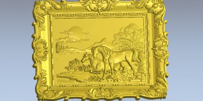 Horses frame 3d relief animal stl model artcam