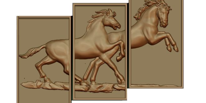 Horseboard divided into 3 parts horse frame 3D STL ArtCAM Files