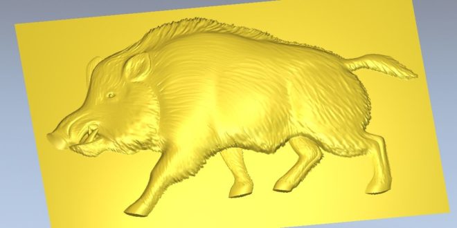 Boar pig 3d animal to cnc router relief vector 3d