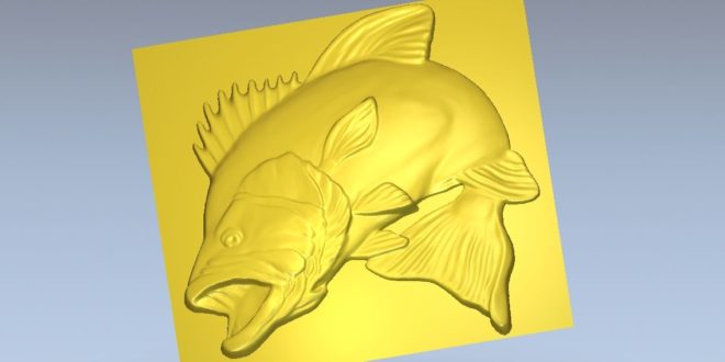 Fish with open mouth 3d file relief animal cnc router