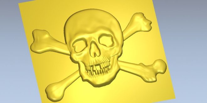 Pirate skull relief to milling cnc router or 3d print stl