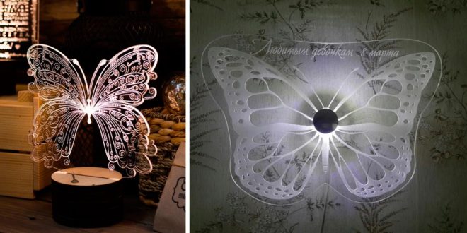 Butterfly 3D illusion acrylic decoration laser file cut cdr dxf vectors