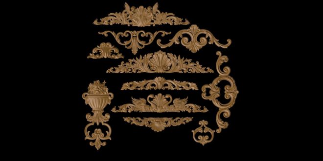 Ornamental reliefs package for decoration 3D STL Files to cnc router artcam vcarve vectric