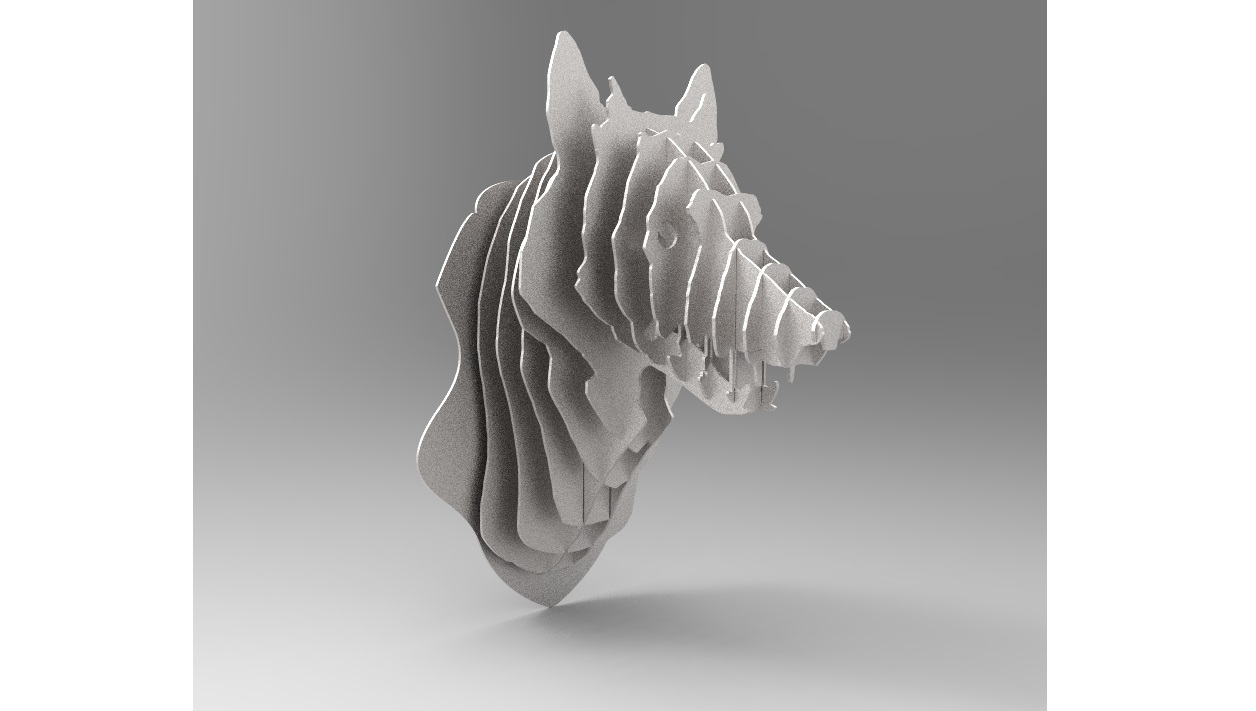 Wolf Trophy Head Laser CNC Router Cutting Pattern DXF