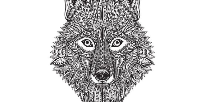 Wolf or fox husky dog CDR Vector engraving