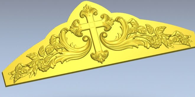 STL Ornamental cross panel for churches relief for cnc machining