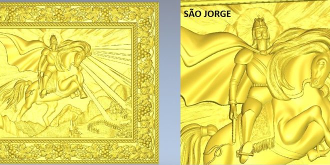 Frame Saint George on horse stl cnc router file ready template