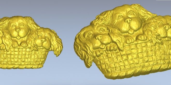 Relief stl dogs in the basket artcam cut3d file