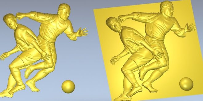 Soccer players sport 3d relief to CNC carving wood