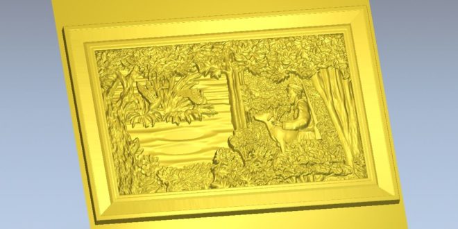 Carved hunter panel frame stl file to cnc milling