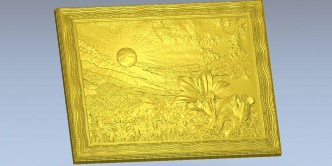 Nature carved panel frame relief cut 3d