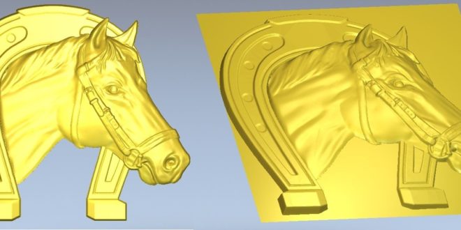 Horse head with horseshoe 3d print stl cnc file