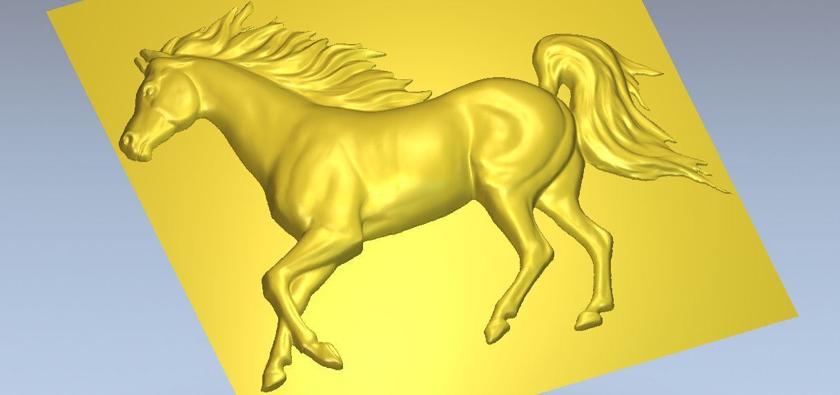 3D Model STL for CNC Router Artcam Aspire Running Horses Long Panel Cut3D Vcarve 