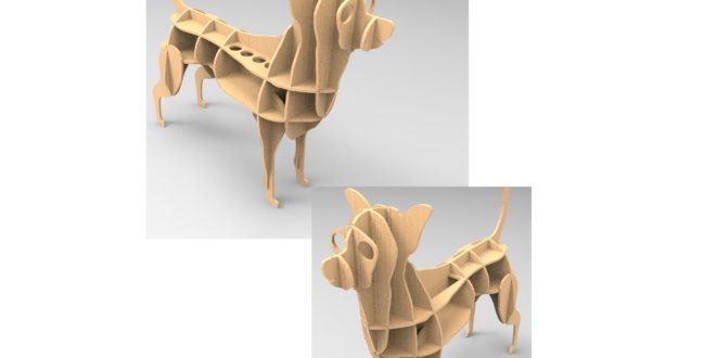 Chihua 3mm dog animal template vector to laser cut plan