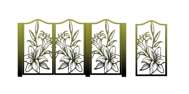 DXF laser cut file Flower sticker panel separator pattern screens