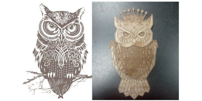 Owl for laser cutting and engraving cdr dxf