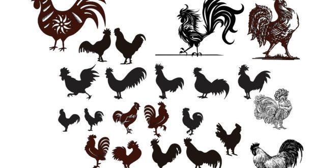 Rooster silhouette pack files to cutting and engraving
