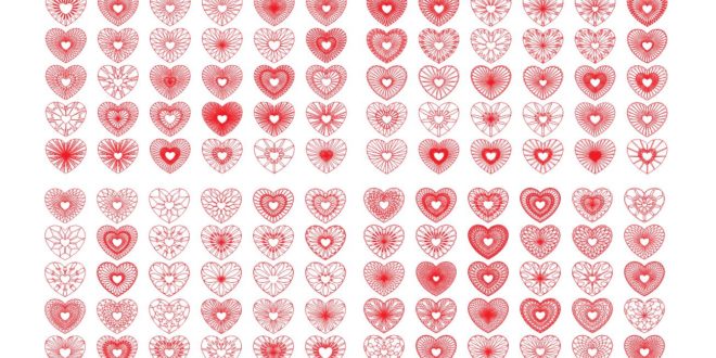 144 Hearts pack cdr file vector for engraving