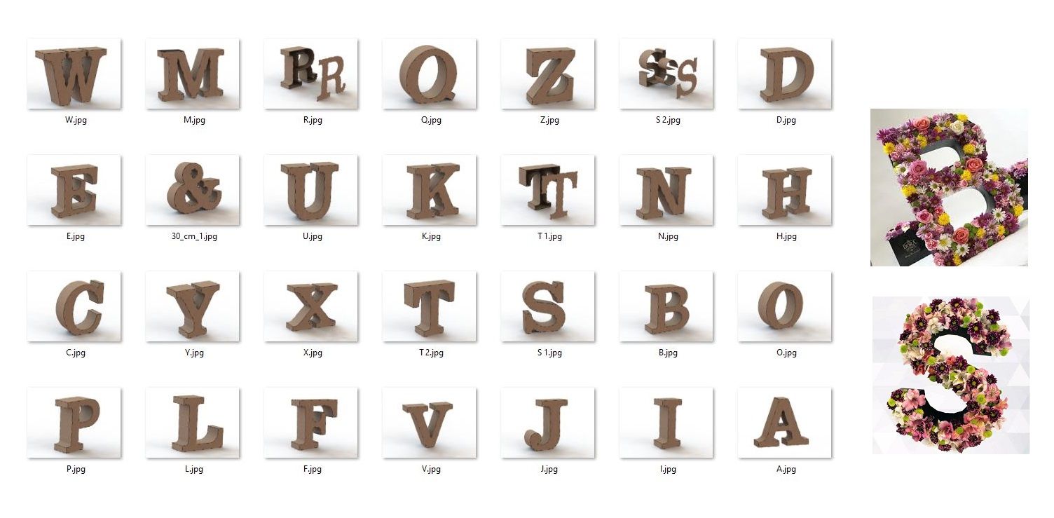 Pack Alphabet 3d Letters Decoration Wedding Party Cdr File Dxf