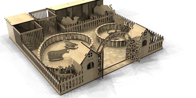 Laser Cut Zoo 3D Model Template CDR File