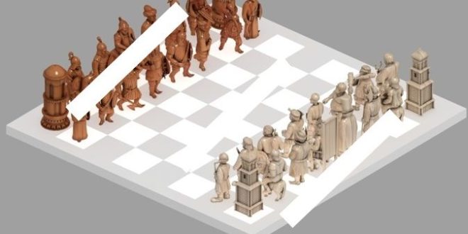 Chess pieces to 3D Print or Cnc Milling 4 Axis 1187