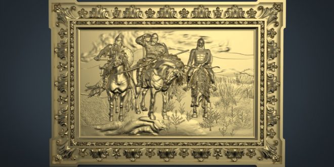 Horse Riders Panel Frame 3D STL 1214