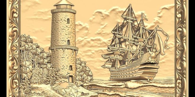 3D Cnc Stl File picture ship beach sea 1235