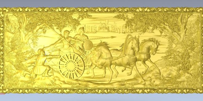 3D Stl Panel Medieval horses warriors 1258