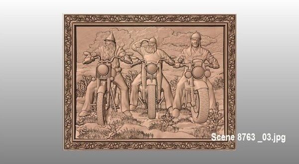 Bikers Board 3D STL Picture Frame File Relief 1277