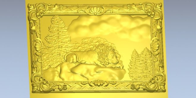 3D painting Lion Resting File Relief STL 1287