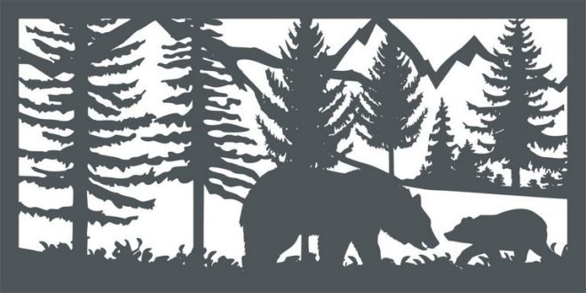 Free DXF Cnc Cut Bear Cub Mountains