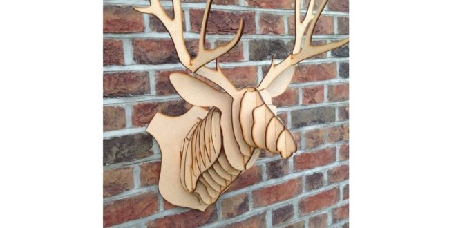 CDR DXF Laser Cut Deer Head 6mm