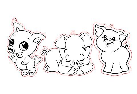 Free CDR Laser Cut and Engraving Little Pigs 2