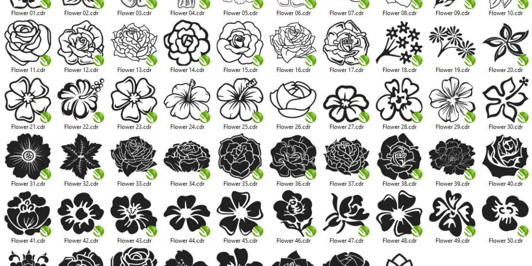 Laser Cut And Engraving Pack 58 Flowers .CDR Files Vectors DXF
